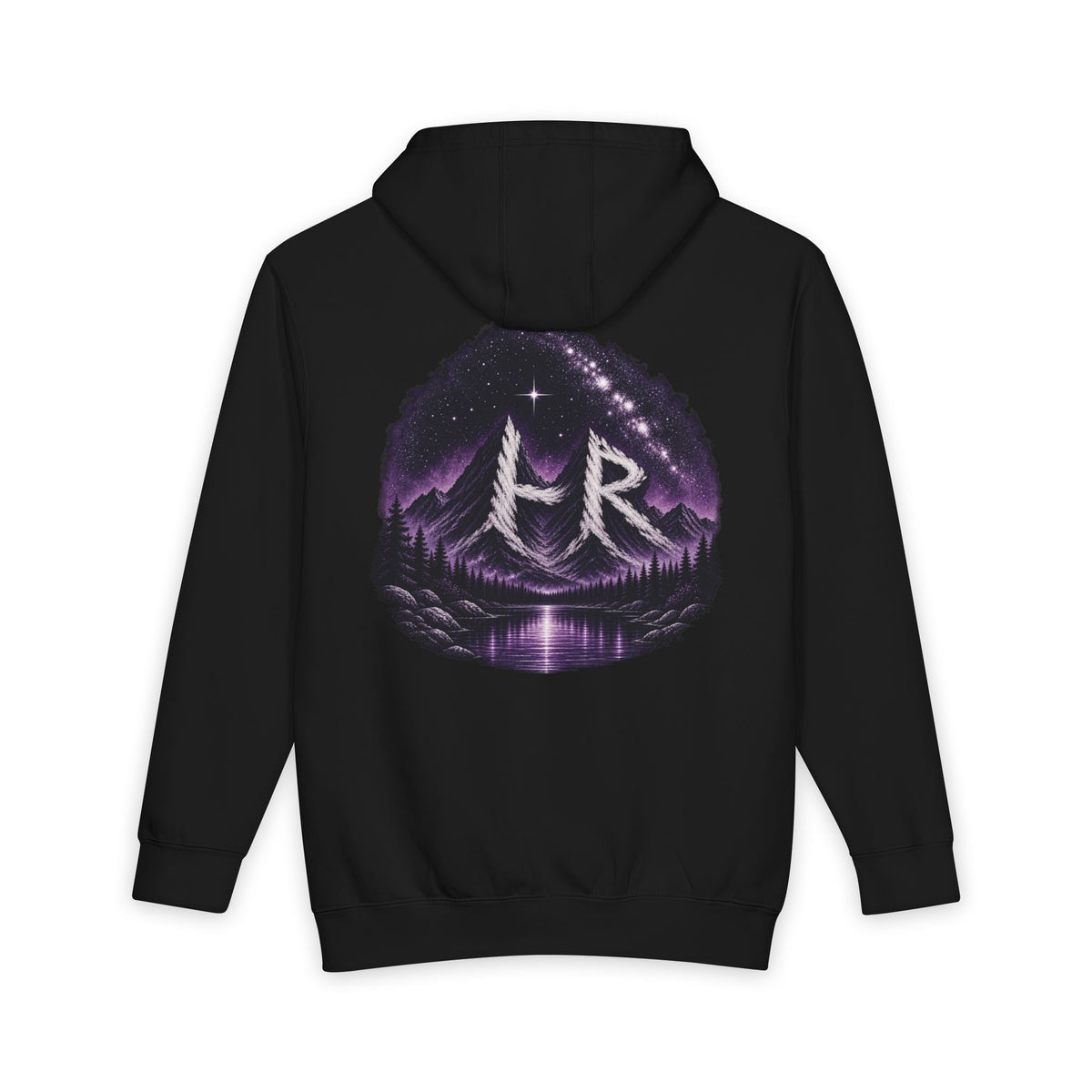 Hoodie — HR Nightscape Pullover (Purple Aurora Forest Reflection)