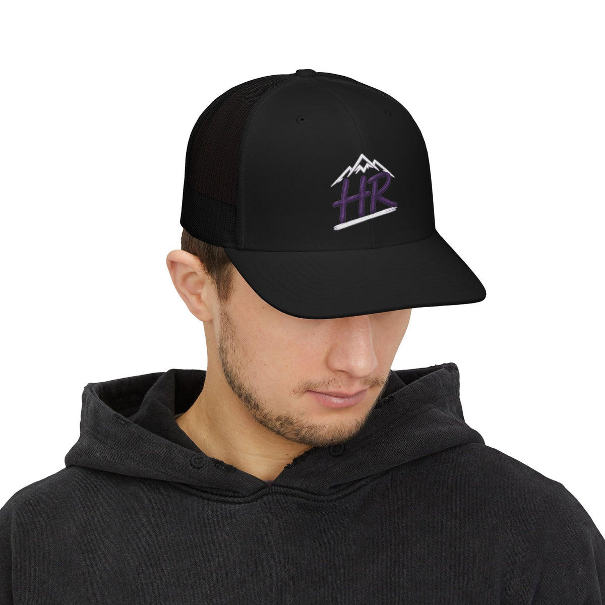 HR Mountain Snapback Trucker Cap — Embroidered Outdoors Logo Hat