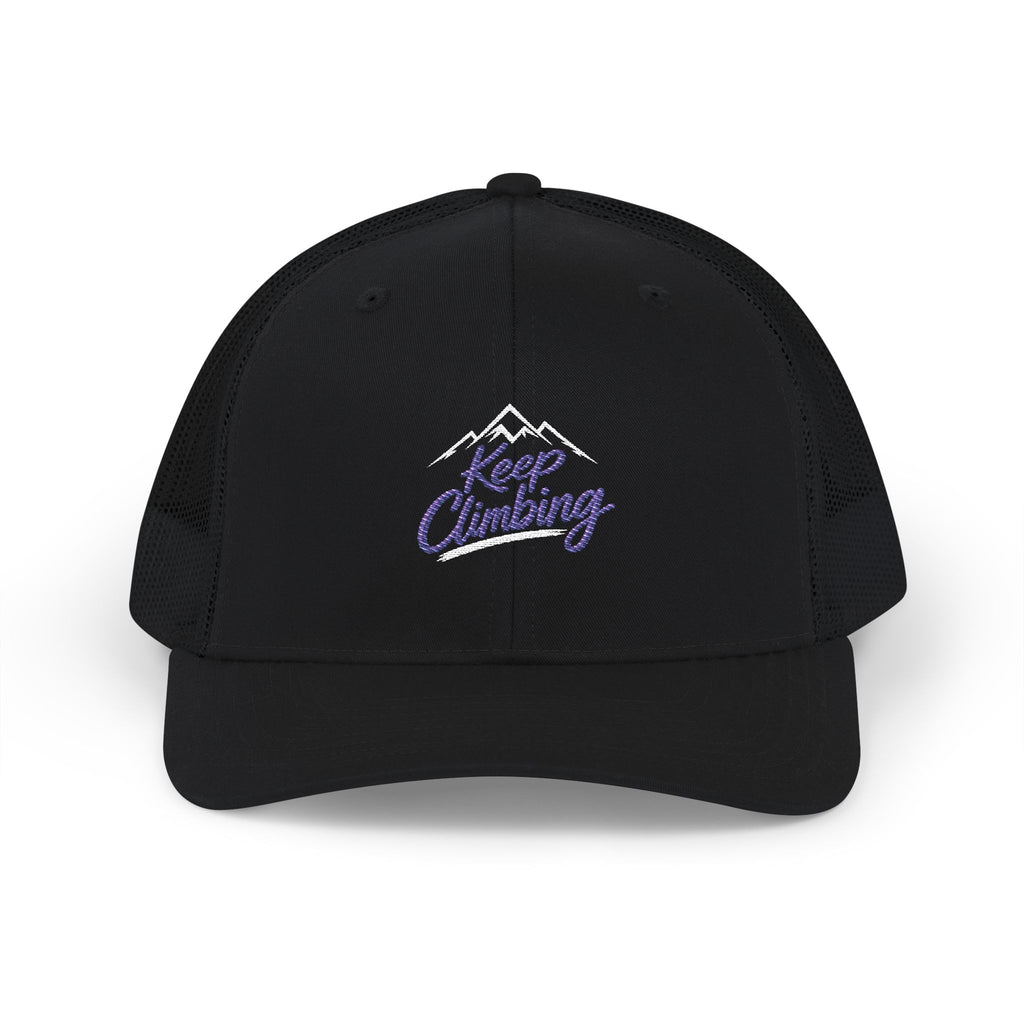 Keep Climbing Snapback Trucker Cap — Embroidered Mountain Adventure Hat
